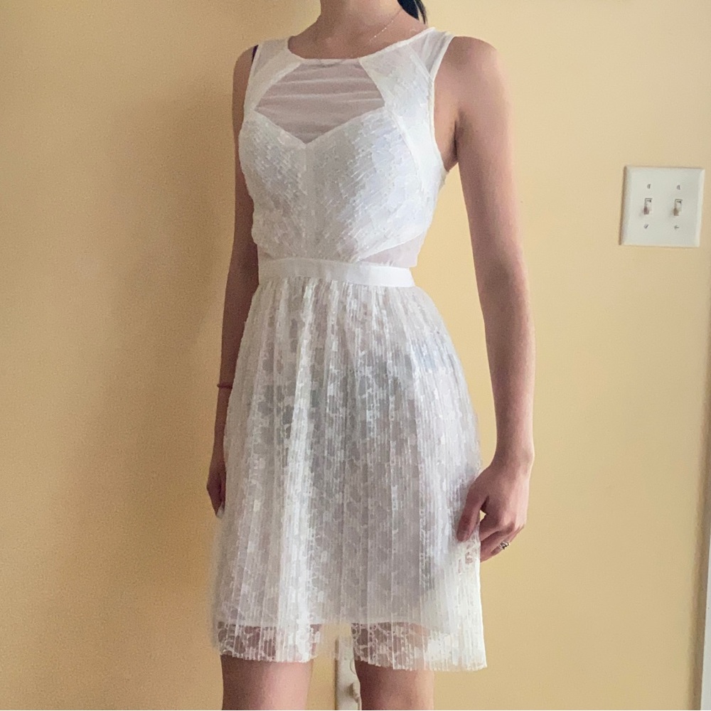 Guess White Lace + Mesh Dress